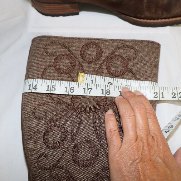 UGG Womens Ryder Tall Boots Embroidered Top Suede Sheepskin Size 9 Dark Brown - Picture 7 of 10